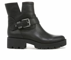 Outlet 🔥 Women's Zodiac Miller Moto Booties Black Leather 🔔