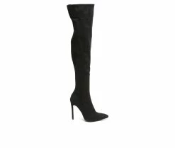 New 🔔 Women's London Rag Madman Knee High Stiletto 🥾 Boots Black 😀