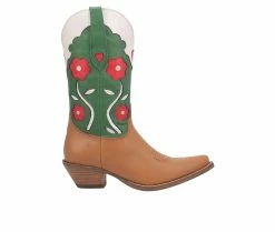 Coupon 🌟 Women's Dingo Boot Comin Up Roses Western 🥾 Boots Camel ❤️
