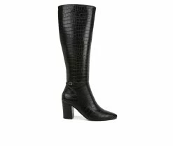 Top 10 🎉 Women's LifeStride Stratford Knee High 🥾 Boots Black Croco 😀