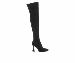 Hot Sale 🎁 Women's London Rag Brandy Heeled Knee High 🥾 Boots Black 🌟