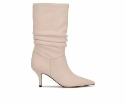 Best Pirce β Women's Nine West Mycki Mid π₯Ύ Boots Cream Leather π₯