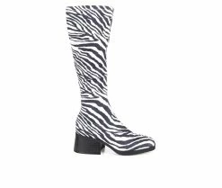 Discount 🎁 Women's Journee Collection Aureila Wide Calf Knee High 🥾 Boots Zebra 🤩