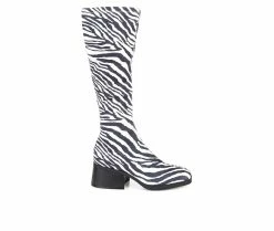 Discount 💯 Women's Journee Collection Aureila Knee High 🥾 Boots Zebra 😉