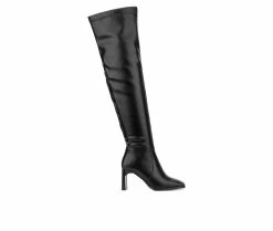 Budget 🔥 Women's Gabrielle Union Lisi Over The Knee Heeled 🥾 Boots Black 🔔
