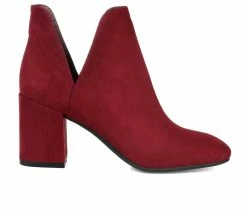 Cheapest 🤩 Women's Journee Collection Gwenn Side Slit Booties Burgundy 🔥