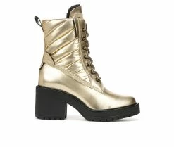 Best Sale 🌟 Women's Franco Sarto Dizzy2 Water Repellent Heeled Booties Gold 🌟