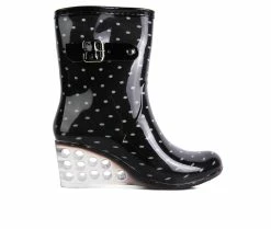 Buy 🎉 Women's London Rag Drench Wedge Rain 🥾 Boots Black 💯
