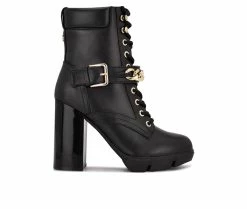 Coupon 🎉 Women's Nine West Vilage Lace Up Heeled Booties Black ❤️