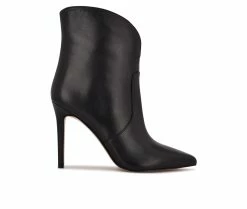 Flash Sale 🎁 Women's Nine West Tolate Heeled Booties Black Leather 😀