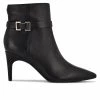 Discount ❤️ Women's Nine West Dian 9x9 Heeled Booties Black Leather 🧨