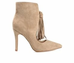 Flash Sale 🥰 Women's Journee Collection Cameron Heeled Booties Beige 🤩