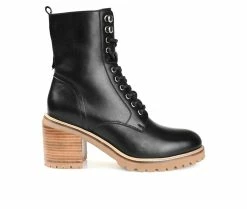 New 😉 Women's Journee Signature Malle Heeled Lace Up 🥾 Boots Black 😉