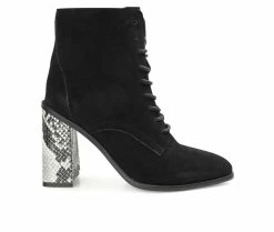 Cheap ⌛ Women's Journee Signature Edda Heeled Lace Up Booties Black ✔️
