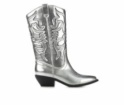 Top 10 🔔 Women's Soda Reno Cowboy 🥾 Boots Silver Metallic 🥰