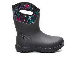 Deals 💯 Women's Bogs Footwear Neo-Classic Mid Cartoon Flower Winter 🥾 Boots Black Multi 🛒