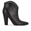 Outlet 🔔 Women's Nine West Sera Heeled Booties Black Leather 🤩