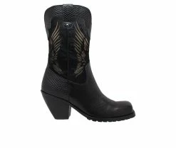 Outlet 🎁 Women's RideTecs 11" Laser Eagle Western 🥾 Boots Black 🤩