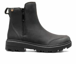 Coupon ⭐ Women's Bogs Footwear Holly Zip Leather Winter 🥾 Boots Black ⌛