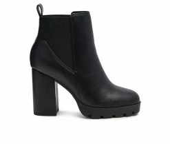 Cheapest ⭐ Women's London Rag Bolt Block Heel Chelsea Booties Black 👏