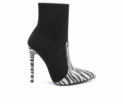 Buy 🤩 Women's London Rag Teagan Stiletto Booties Zebra ⭐