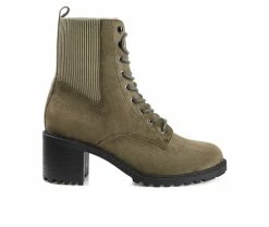 Hot Sale ⭐ Women's Journee Collection Kassia Combat Booties Green 👍