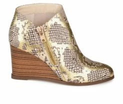 Flash Sale 🔔 Women's Journee Collection Glam Wedge Booties Gold 🎉