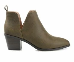 Outlet 💯 Women's Journee Collection Lola Side Slit Booties Green 😍