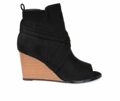 Brand new ❤️ Women's Journee Collection Sabeena Wedge Peep Toe Booties Black ⭐