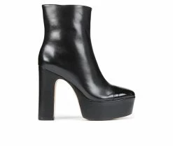 Wholesale 😍 Women's Franco Sarto Valeria Platform Heeled Booties Black Leather 🎉