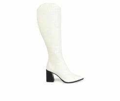 Top 10 🤩 Women's Journee Signature Laila Heeled Knee High 🥾 Boots Off White 🧨
