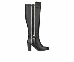 Discount 🌟 Women's New York And Company Andrina Knee High Heeled 🥾 Boots Black 😍