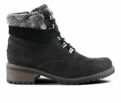 Budget 👍 Women's SPRING STEP Cini Combat Booties Black Nubuck ⭐