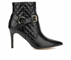 Discount 😍 Women's New York And Company Magdalena Heeled Booties Black 🥰