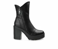 Deals 👏 Women's Journee Collection Jaquie Block Heel Booties Black 😀
