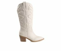 Flash Sale 🎉 Women's Journee Collection Chantry Mid Calf Western 🥾 Boots Beige 🛒