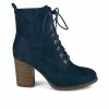 Best Pirce 🔥 Women's Journee Collection Baylor Lace-Up Booties Blue 😉