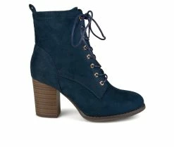 Best Pirce 🔥 Women's Journee Collection Baylor Lace-Up Booties Blue 😉