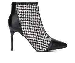 Best Sale 💯 Women's New York And Company Charlie Heeled Booties Black/White 🎁