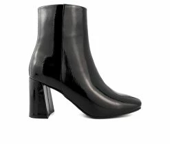Wholesale 🌟 Women's Sugar Elly Heeled Booties Black Patent 👍