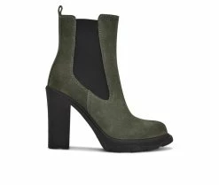 Wholesale ✔️ Women's Nine West Ream Heeled Booties Dark Green ⌛
