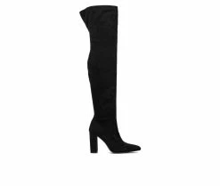 Promo ❤️ Women's New York And Company Monia Knee High Heeled 🥾 Boots Black ⌛