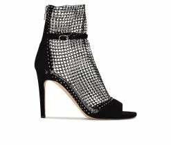 Deals π Women's Nine West Imery Peep Toe Booties Silver/Black β€οΈ