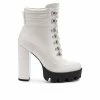 Buy ⌛ Women's London Rag Stopper Heeled Combat Booties White ⌛
