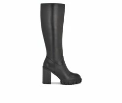 Cheap 🔥 Women's Nine West Kani Knee High Heeled 🥾 Boots Black 😍