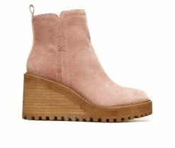 Best Sale 🎁 Women's Zodiac Julie Wedge Ankle Booties Nougat Pink 🛒