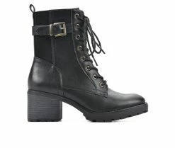 Wholesale ⌛ Women's White Mountain Bradley Lace Up Heeled Booties Black ⌛