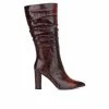 Buy 👏 Women's New York And Company Earla Mid Calf Heeled 🥾 Boots Burgundy 🔔