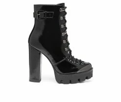 Discount ⌛ Women's London Rag Lobra Heeled Booties Black 🎉