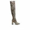 Deals 😀 Women's London Rag Flittle Over The Knee Heeled 🥾 Boots Leopard Suede 🤩